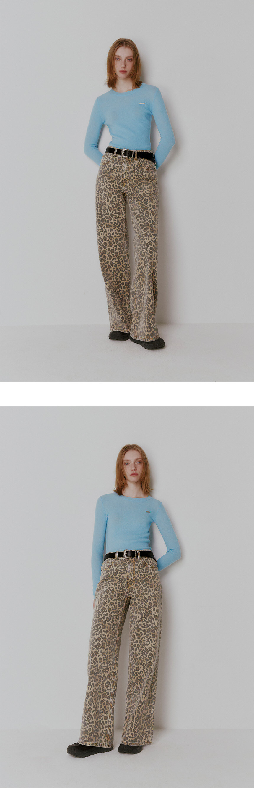 Leopard Denim Pants in L/Brown VJ5SL405-95 - 레이브