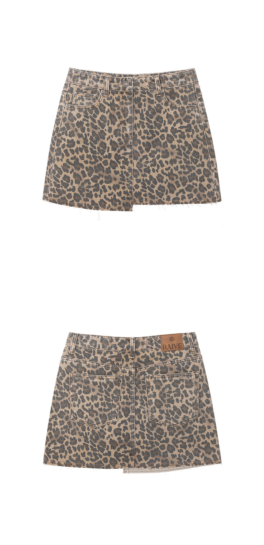 ★RAIVE★ Leopard Denim Mini Skirt in L/Brown VJ5SS40995 Designer fashion, Seoul-fully created | W Concept