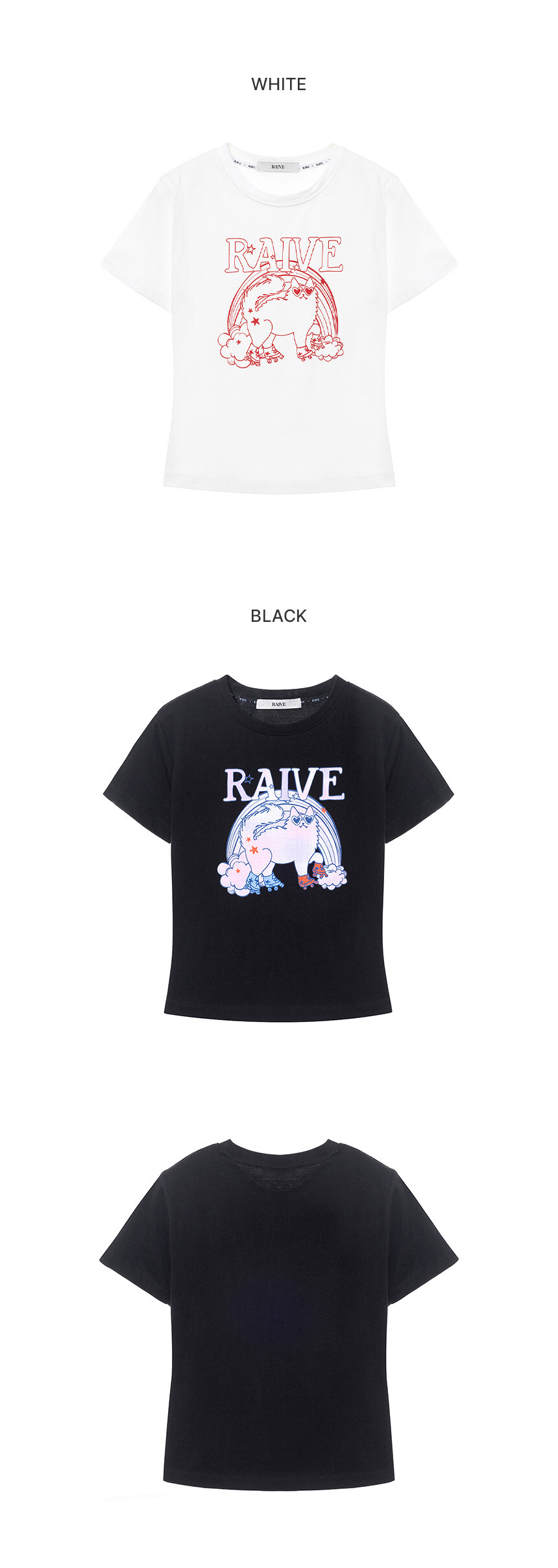 ★RAIVE★ Roller Cat Graphic Tshirt VW5ME610_2color WHITE 02M 7/22 예약배송) Roller Cat Graphic T-shirt