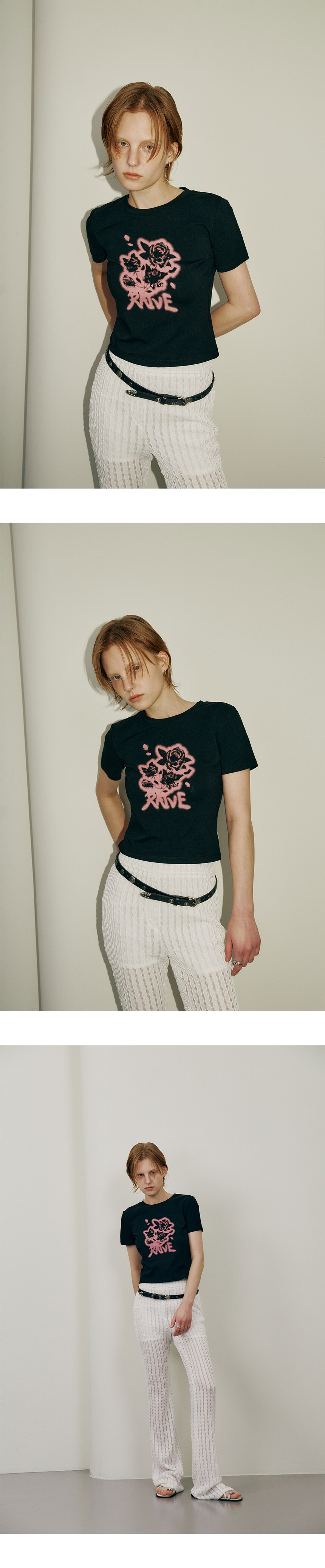 RAIVE ♥ Blur Rose Graphic T-shirt / 追跡付 Blur Rose Graphic T-shirt VW5ME612_2color - 레이브