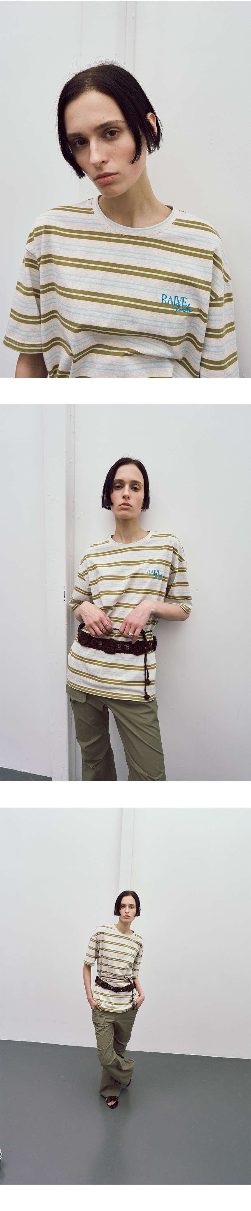 ★RAIVE★ Stripe Oversized Tshirt VW5ME618_2color Stripe Oversized T-shirt VW5ME618_2color - RAIVE