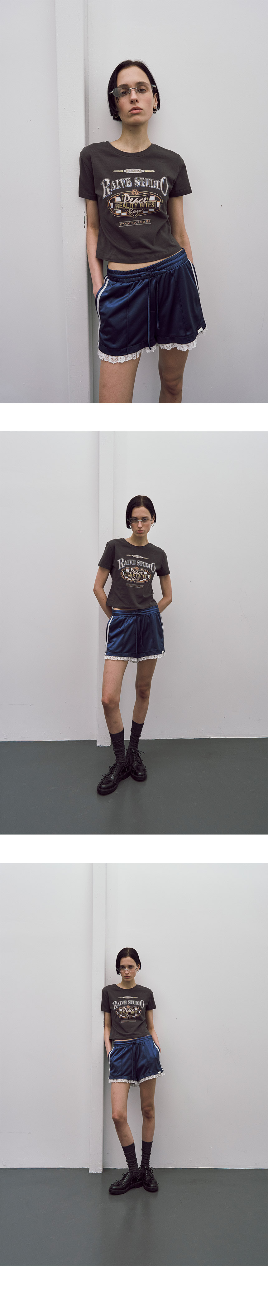 ●RAIVE● Checker Board Baby fit Graphic T-shirt Checker Board Baby fit Graphic T-shirt VW5ME914_3color - 레이브