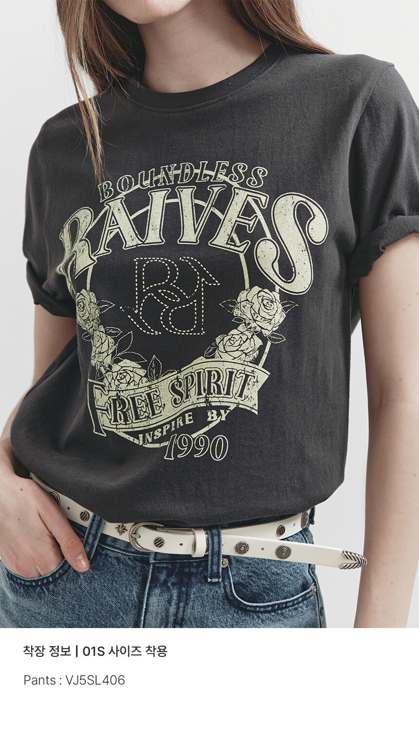 ●RAIVE● New Vintage Rose Graphic T-shirt in Charcoal RAIVE] Vintage Rose Graphic T-shirt – Arielle Store