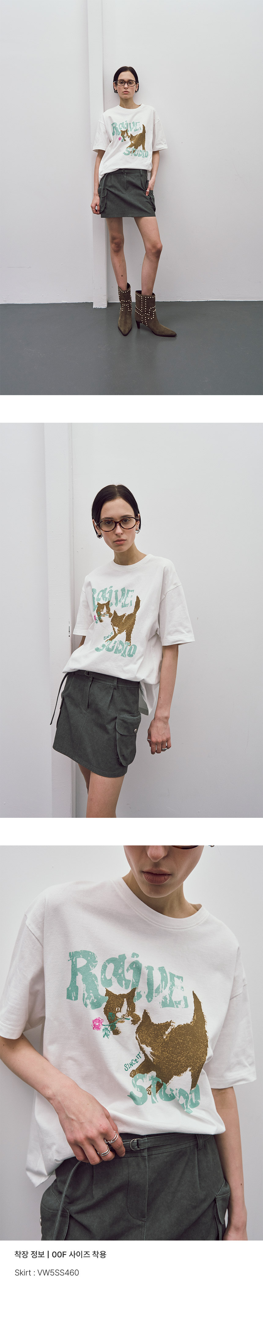 RAIVE ♥ RAIVE Cat T-Shirt / 追跡付 RAIVE ♥ Roller Cat Graphic T-shirt / 追跡付 (RAIVE/Tシャツ