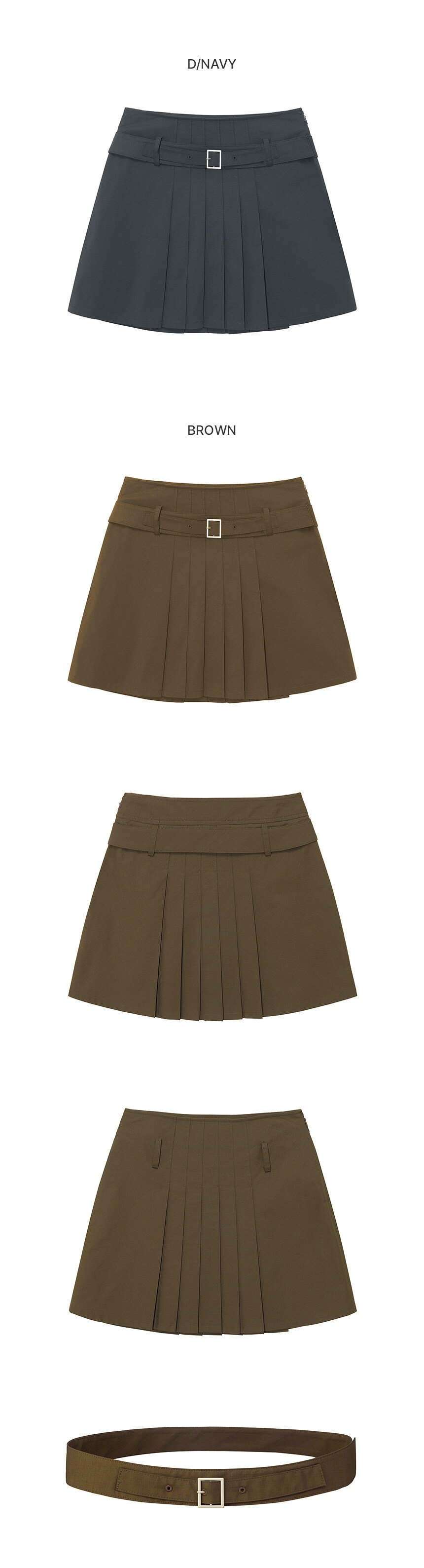 ★RAIVE★ Pleat Belted Mini Skirt VW5MS490_2color TSET) Pleat Belted Mini Skirt VW5MS490_2color - RAIVE
