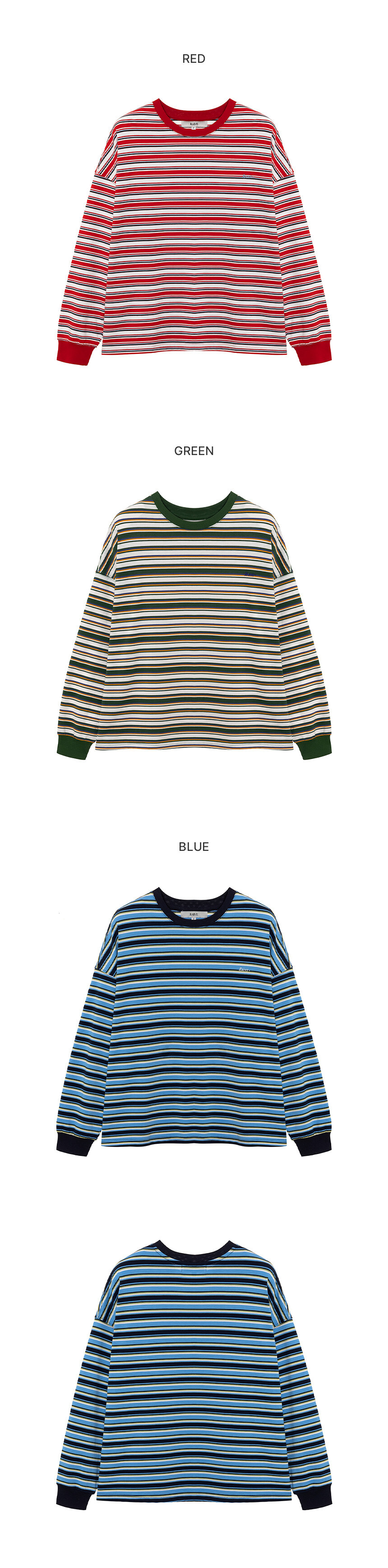 ●RAIVE● Stripe Overfit Long Sleeve T-shirt VW5SE515_3color Stripe Overfit Long Sleeve T-shirt VW5SE515_3color - 레이브