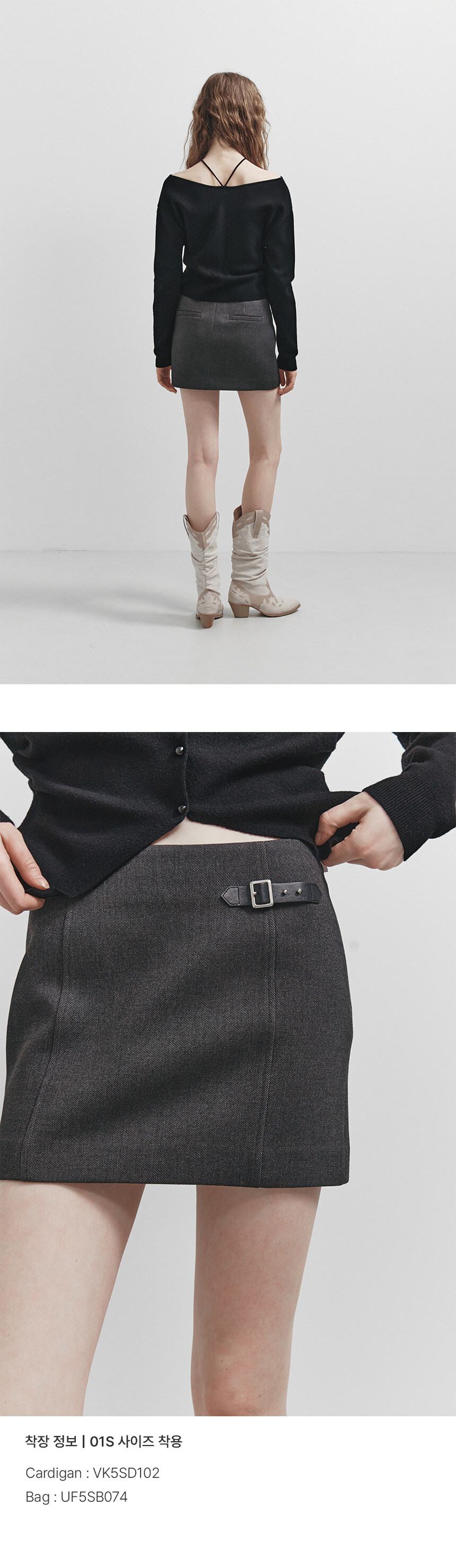 ★RAIVE★ Buckle Detail Mini Skirt in Black VW5SS07110 Buckle Detail Mini Skirt in Black VW5SS071-10 - 레이브
