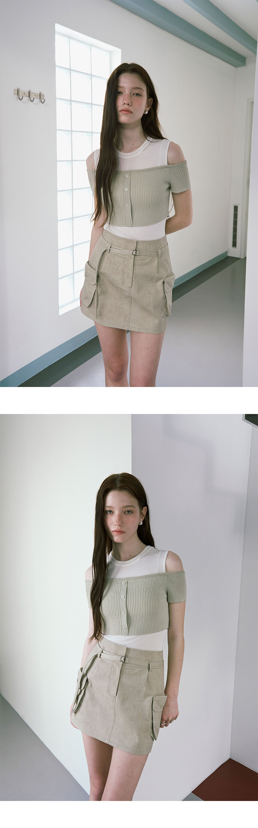 ★RAIVE★ Washing Cotton Mini Skirt in L/Beige VW5SS46090 Raive-Washing Cotton Mini Skirt in L/Beige VW5SS460-90│삼성