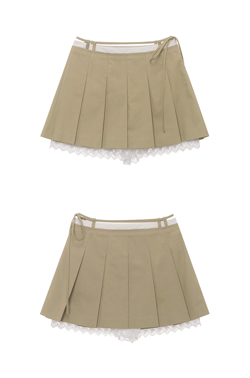 ★RAIVE★ Lace Layered Pleats Skirt in Beige VW5SS46191 Lace Layered Pleats Skirt in Beige VW5SS461-91 - RAIVE