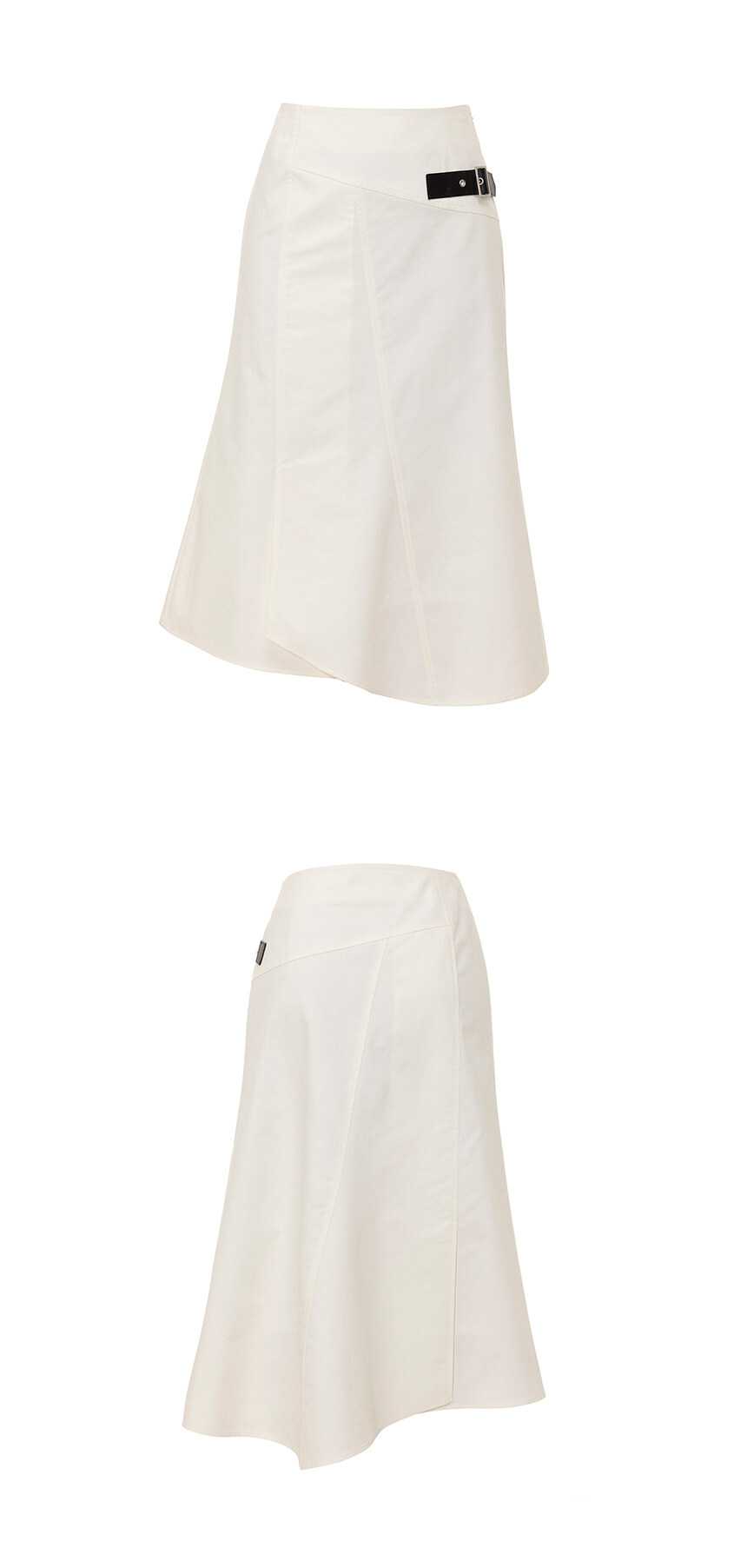Buckle Asymmetric Midi Skirt in Ivory VW5SS462-03 - 레이브