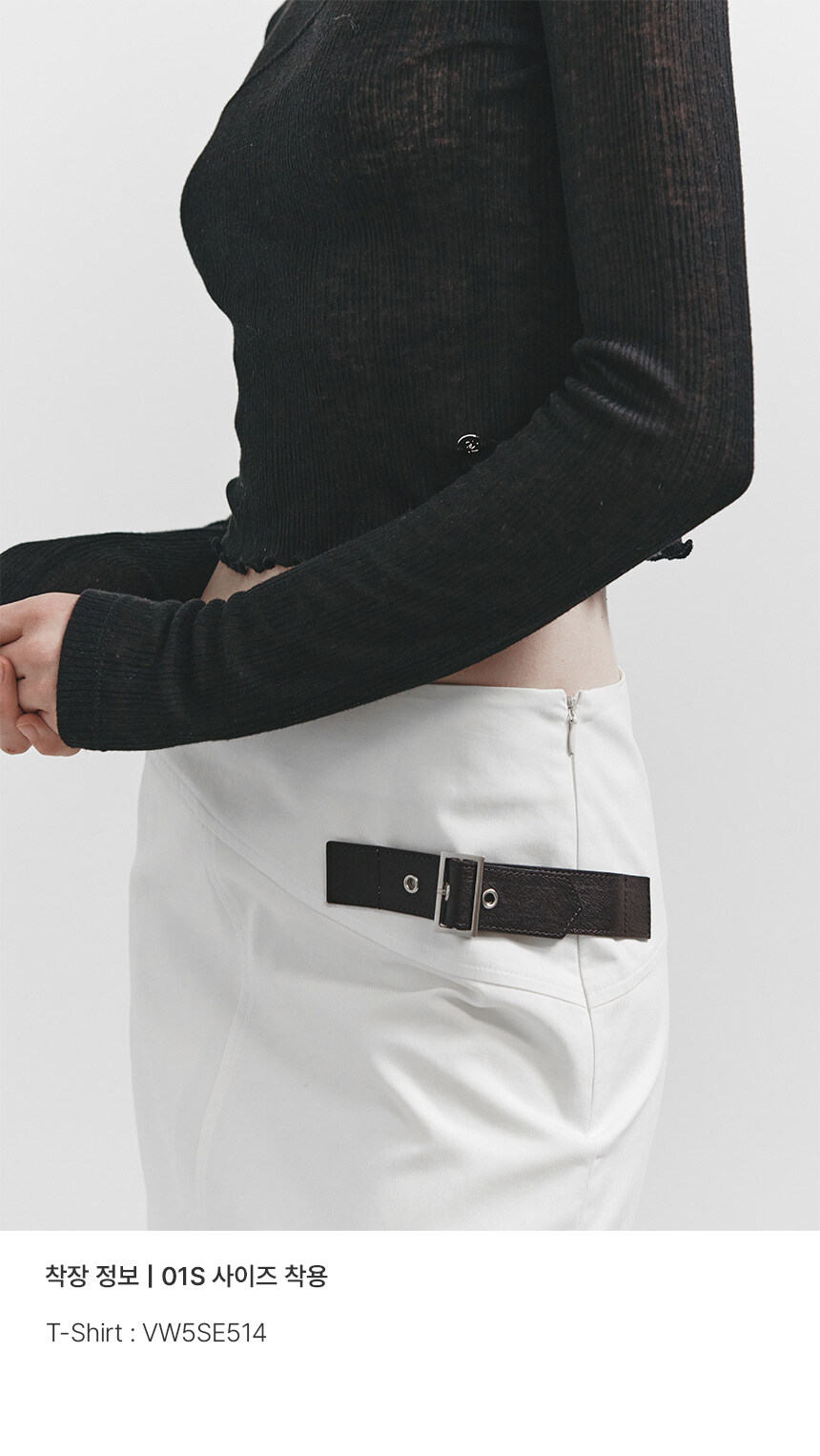 ★RAIVE★ Buckle Asymmetric Midi Skirt in Ivory VW5SS46203 Buckle Asymmetric Midi Skirt in Ivory VW5SS462-03 - RAIVE
