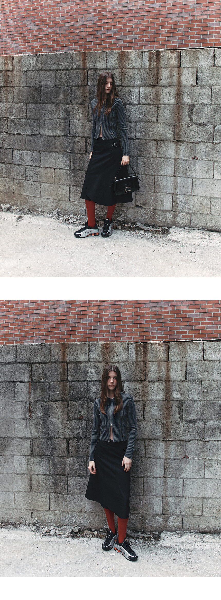 Buckle Asymmetric Midi Skirt in Black VW5SS462-10 - 레이브