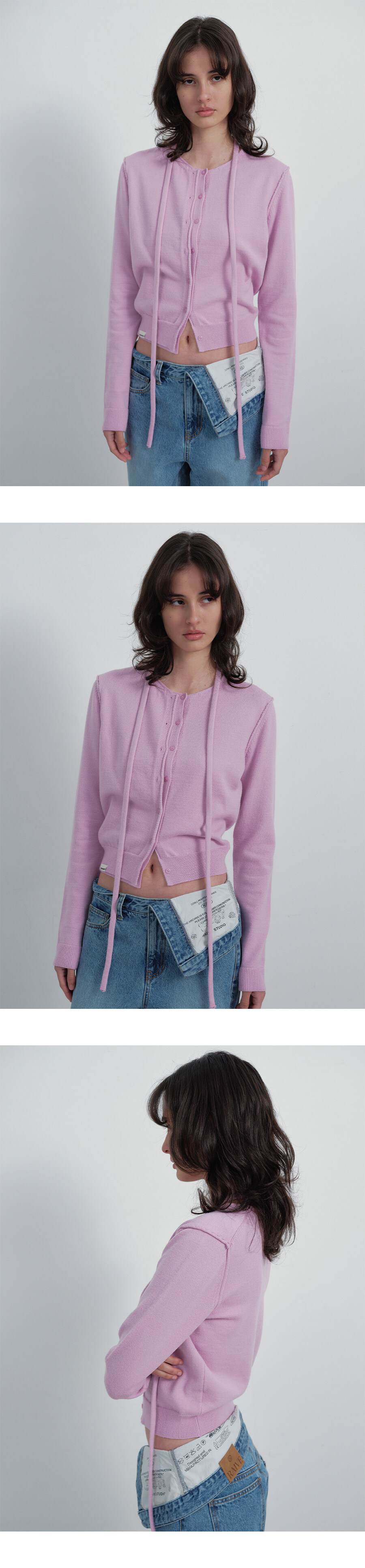Tie Knit Cardigan VK6SD155_3color - RAIVE